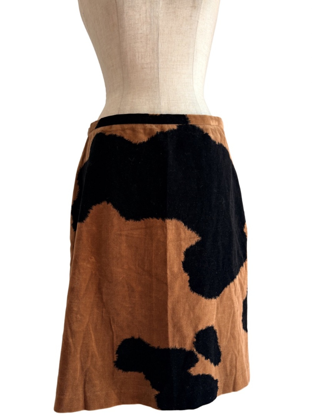 Vtg 90s Jones New York Soft Cotton Pencil Skirt Cow Print Brown Black 8 Western